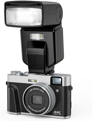 4K Digital Camera with 48MP Ultra HD, 16X Digital Zoom, 2.8" IPS Screen, Autofocus, Vlogging Camcorder, External Mic & Flash Support, TF Card Slot (Black) in Saudi Arabia