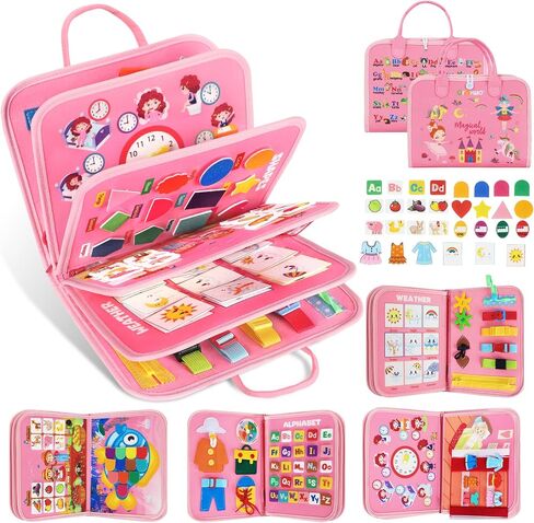 URMYWO Busy Board - Montessori Toys for 1 2 3 4 Year Old, Busy Book Toddler Activities with Fine Motor Skills, Autism Sensory Toys Gifts for Boys Girls, Travel Toys for Road Trip Plane Car in Saudi Arabia