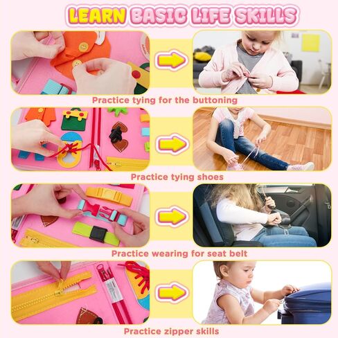 URMYWO Busy Board - Montessori Toys for 1 2 3 4 Year Old, Busy Book Toddler Activities with Fine Motor Skills, Autism Sensory Toys Gifts for Boys Girls, Travel Toys for Road Trip Plane Car in Saudi Arabia