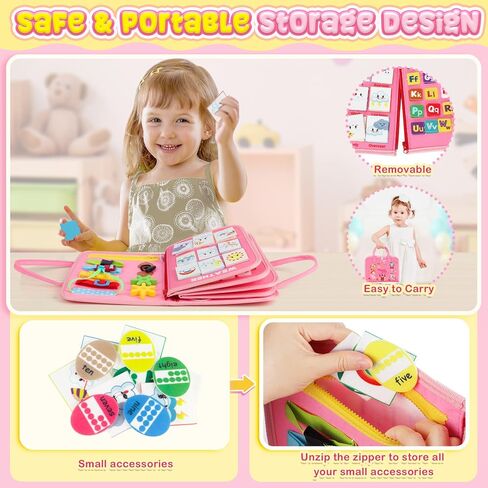 URMYWO Busy Board - Montessori Toys for 1 2 3 4 Year Old, Busy Book Toddler Activities with Fine Motor Skills, Autism Sensory Toys Gifts for Boys Girls, Travel Toys for Road Trip Plane Car in Saudi Arabia