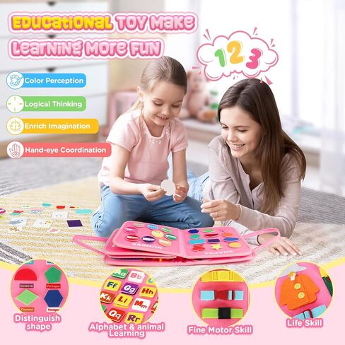 URMYWO Busy Board - Montessori Toys for 1 2 3 4 Year Old, Busy Book Toddler Activities with Fine Motor Skills, Autism Sensory Toys Gifts for Boys Girls, Travel Toys for Road Trip Plane Car in Saudi Arabia