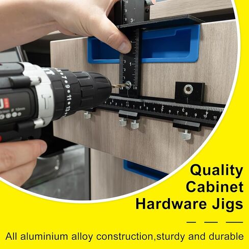 Cabinet Handle Jig, All Aluminum Cabinet Hardware Jig Tool for Handles Pulls Knobs, Cabinet Pull jig with Automatic Center Punch, Cabinet Hardware Template for Door Drawer Handles Installation in Saudi Arabia