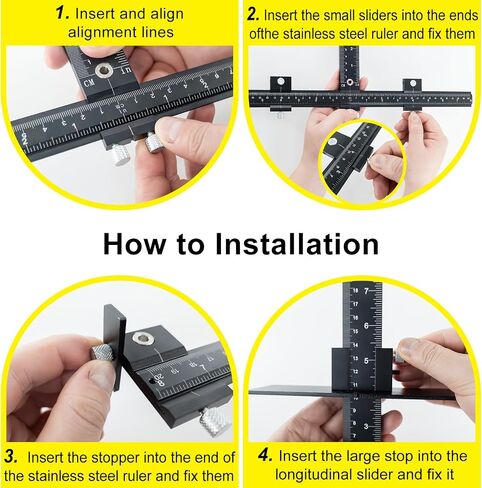 Cabinet Handle Jig, All Aluminum Cabinet Hardware Jig Tool for Handles Pulls Knobs, Cabinet Pull jig with Automatic Center Punch, Cabinet Hardware Template for Door Drawer Handles Installation in Saudi Arabia