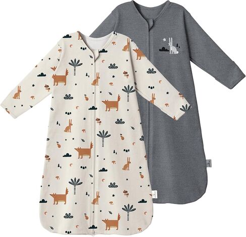 Long Sleeve Sleep Sack 6-12 Months - 100% Cotton Infant Sleep Sack with 2-Way Zipper - 0.5 Tog Wearable Blanket Baby - Lightweight Baby Sleep Sack 6-9 9-12 Months in Saudi Arabia