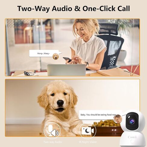Indoor Security Camera 2K, 360 Degree Cameras for Home Security with Night Vision, Baby/Dog Monitor with Auto Tracking, Human/Pet Detection, Cloud&SD, Pet Camera Support 2.4/5GHz WiFi in Saudi Arabia