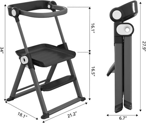 Cowiewie Folding Toddler Tower, Easy to Fold Kids Kitchen Step Stool, Space-Saving Kitchen Stool Helper for Toddler Black in Saudi Arabia