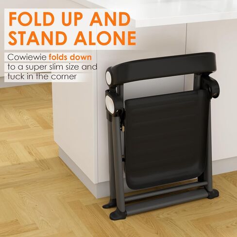 Cowiewie Folding Toddler Tower, Easy to Fold Kids Kitchen Step Stool, Space-Saving Kitchen Stool Helper for Toddler Black in Saudi Arabia