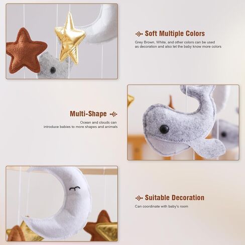 Baby Crib Mobile, Elephant Mobile for Crib, Crib Mobile for Boys and Girls, Boho Nursery Decor, Baby Bedroom Hanging Decoration in Saudi Arabia