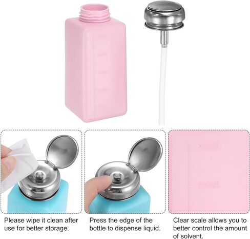 HARFINGTON Solvent Alcohol Dispenser 100ml(3.4oz) Push Down Liquid Dispenser Pump Bottle with Sealing Stainless Steel Lid for Acetone Cleanser Polish Remover, Blue in Saudi Arabia
