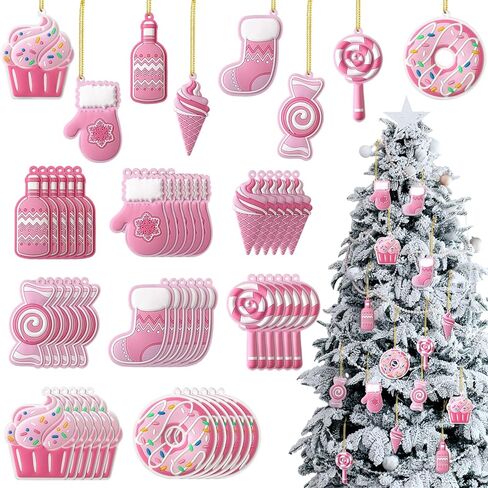 40 Pcs Black and White Christmas Tree Ornaments PVC Xmas Candy Cane Lollipop Ornament Christmas Hanging Decors Birthday Party Decoration Crafts for Holiday Xmas Tree Party (Novel Style) in Kuwait