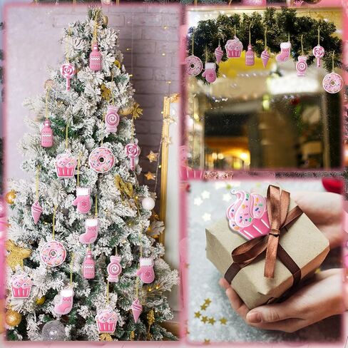 40 Pcs Black and White Christmas Tree Ornaments PVC Xmas Candy Cane Lollipop Ornament Christmas Hanging Decors Birthday Party Decoration Crafts for Holiday Xmas Tree Party (Novel Style) in Kuwait