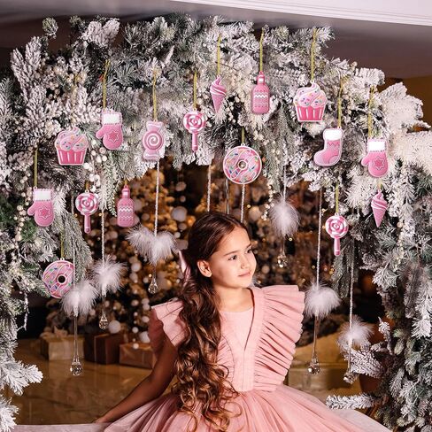 40 Pcs Black and White Christmas Tree Ornaments PVC Xmas Candy Cane Lollipop Ornament Christmas Hanging Decors Birthday Party Decoration Crafts for Holiday Xmas Tree Party (Novel Style) in Kuwait