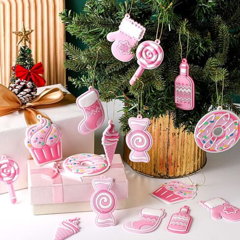 40 Pcs Black and White Christmas Tree Ornaments PVC Xmas Candy Cane Lollipop Ornament Christmas Hanging Decors Birthday Party Decoration Crafts for Holiday Xmas Tree Party (Novel Style) in Kuwait