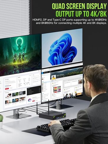 كمبيوتر شخصي صغير GMKtec Intel i7-13620H (يصل إلى 4.9 جيجا هرتز) Windows 11 Pro 32 جيجا DDR5+2 تيرابايت PCIe4.0 SSD i225V Dual NIC أجهزة كمبيوتر مكتبية صغيرة/USB-C/USB4.0 K7 Plus أزرق in Kuwait