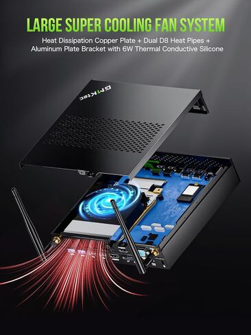 كمبيوتر شخصي صغير GMKtec Intel i7-13620H (يصل إلى 4.9 جيجا هرتز) Windows 11 Pro 32 جيجا DDR5+2 تيرابايت PCIe4.0 SSD i225V Dual NIC أجهزة كمبيوتر مكتبية صغيرة/USB-C/USB4.0 K7 Plus أزرق in Kuwait