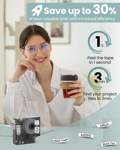 بديل شريط الملصقات المتوافق مع Oozmas لـ Dymo D1 Label Cassette 45013 S0720530 متوافق مع شريط صانع الملصقات Dymo 160 باللون الأسود على الأبيض 1/2 بوصة × 23 قدم، 4 خراطيش in Kuwait