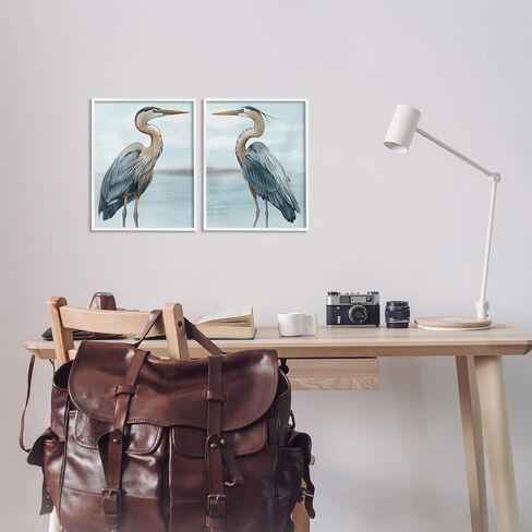 Stupell Industries Detailed Heron Bird Duo 2 Piece Gray Framed Giclee Art Set Design by Grace Popp in Saudi Arabia