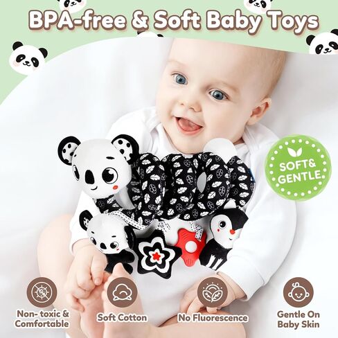 لعبة Baby Carseat Toy Black & White Drattle Spiral Toying Toy Toy Toy For Boys and Girls ، هدايا الأطفال ذات الجودة لمصالح حفلات استحمام الطفل ، عيد الحب in Saudi Arabia