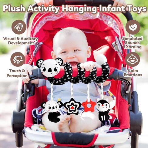 لعبة Baby Carseat Toy Black & White Drattle Spiral Toying Toy Toy Toy For Boys and Girls ، هدايا الأطفال ذات الجودة لمصالح حفلات استحمام الطفل ، عيد الحب in Saudi Arabia