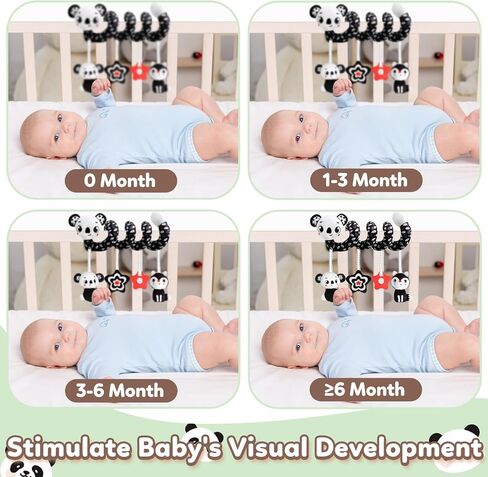 لعبة Baby Carseat Toy Black & White Drattle Spiral Toying Toy Toy Toy For Boys and Girls ، هدايا الأطفال ذات الجودة لمصالح حفلات استحمام الطفل ، عيد الحب in Saudi Arabia