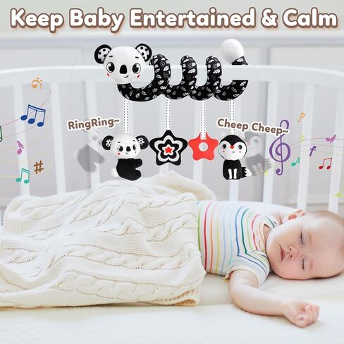 لعبة Baby Carseat Toy Black & White Drattle Spiral Toying Toy Toy Toy For Boys and Girls ، هدايا الأطفال ذات الجودة لمصالح حفلات استحمام الطفل ، عيد الحب in Saudi Arabia