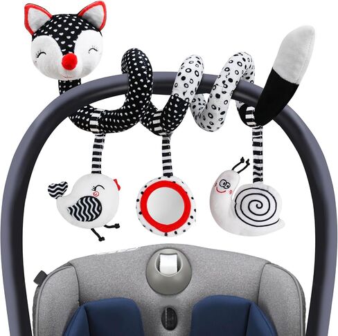 لعبة Baby Carseat Toy Black & White Drattle Spiral Toying Toy Toy Toy For Boys and Girls ، هدايا الأطفال ذات الجودة لمصالح حفلات استحمام الطفل ، عيد الحب in Saudi Arabia