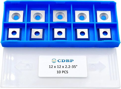 10.5mm Square Carbide Inserts Cutters Knives with 4 Cutting Edge 10.5×10.5×1.5mm-35° Replacement Cutter for Woodworking Fits Spiral Helical Planer Cutter Head or lathe Turning Tipped, 10pcs in Kuwait