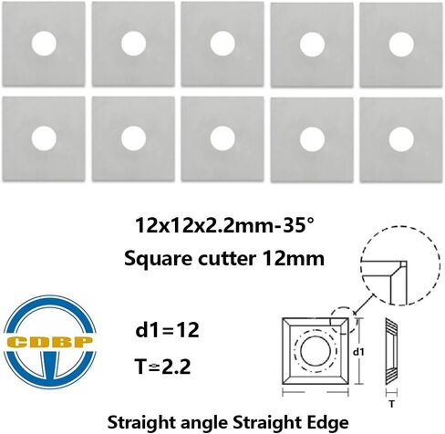 10.5mm Square Carbide Inserts Cutters Knives with 4 Cutting Edge 10.5×10.5×1.5mm-35° Replacement Cutter for Woodworking Fits Spiral Helical Planer Cutter Head or lathe Turning Tipped, 10pcs in Kuwait
