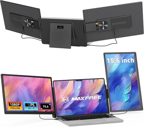 Laptop Screen Extender, 15.6" Triple Laptop Monitor Extender, FHD 1080P Detachable Portable Monitor for Laptop, USB-C/Type-C Plug&Play, Compatible with Mac/Android/Wins in Kuwait