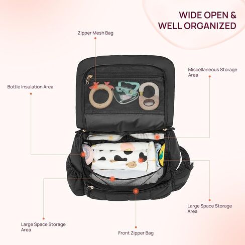 Teleena Diaper Bag Backpack Build Build مع جيوب معزولة تسافر صغيرة مع لوحة تغيير ، بيج in Kuwait