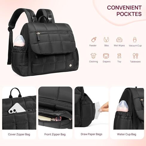 Teleena Diaper Bag Backpack Build Build مع جيوب معزولة تسافر صغيرة مع لوحة تغيير ، بيج in Kuwait