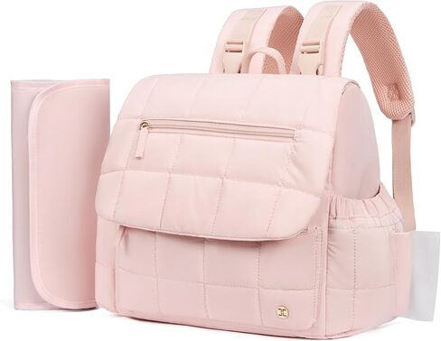 Teleena Diaper Bag Backpack Build Build مع جيوب معزولة تسافر صغيرة مع لوحة تغيير ، بيج in Kuwait