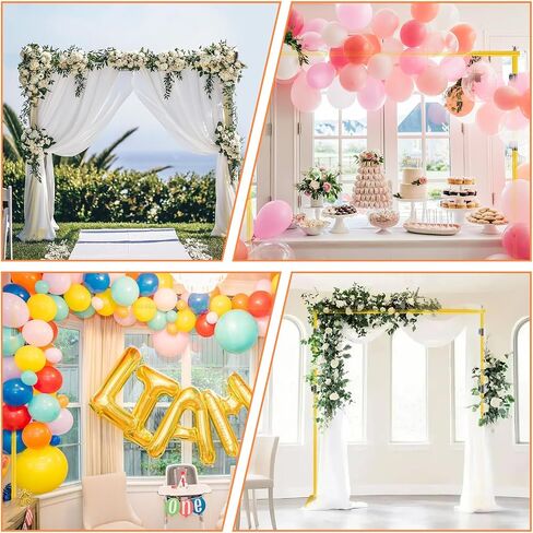 Square Backdrop Stand 9.2x10.5 FT Adjustable Pipe and Wedding Photography Backdrop Stand Kit with Steel Base for Wedding Birthday Party Photo Booth Background Photography Decoration (Gold) in Saudi Arabia