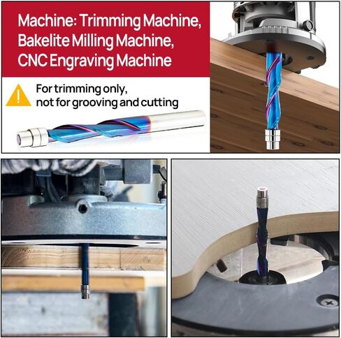 Up Down Compression Spiral Flush Trim Router Bit - 1/4 Inch Shank Solid Carbide Spiral Router Bit with Bottom Bearing for Trimming Wood in Kuwait