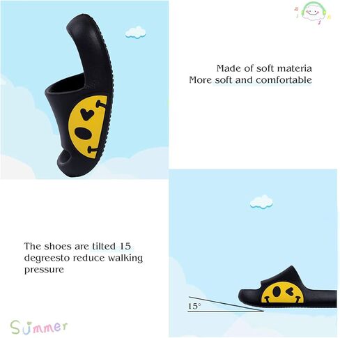 Sandals for Girls and Boys,Mens Slippers Sandals for Women,EVA Anti-Slip Indoor & Outdoor Kids Slippers Smile Face Open Toe Spa Bath Pool Gym House Casual Shower Shoes in Saudi Arabia