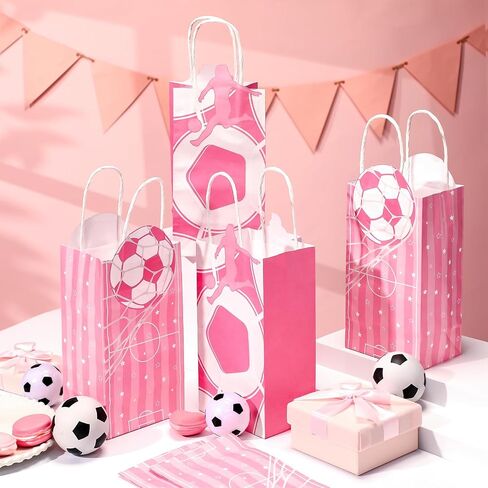JETEC 16 PCS حقائب هدايا كرة السلة الفتيات القابلة لإعادة الاستخدام كرة السلة الوردي Goodie Candy Treat Facs مع مقابض لصالح فريق عيد ميلاد الحفلات الرياضية اللوازم in Kuwait