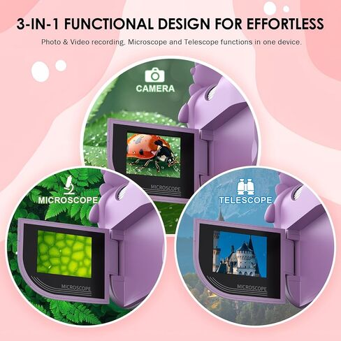 Microscope for Kids 1000x Handheld 3 in 1 Mini Portable Microscope, 2-Inch LCD Screen,Pocket Mini Microscope for – Toddlers-Education Christmas Birthday Gift for Boys & Girls Aged 3-10 in Kuwait