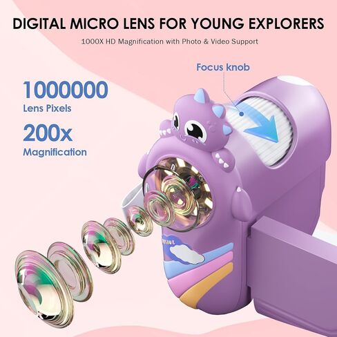 Microscope for Kids 1000x Handheld 3 in 1 Mini Portable Microscope, 2-Inch LCD Screen,Pocket Mini Microscope for – Toddlers-Education Christmas Birthday Gift for Boys & Girls Aged 3-10 in Kuwait