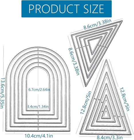 3 Sets Cutting Dies Stencil Metal Template Molds, Embossing Tools for Scrapbook Album Paper DIY Crafts Card Making - (Triangle, 3 Styles) in Kuwait