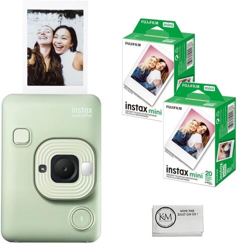 Fujifilm Instax Mini Liplay Camera | برونز مجمع مع Instax Mini Find Film | 40 التعرض + قطعة قماش التنظيف (4 عناصر) in Kuwait