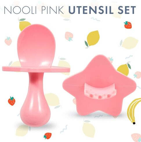 Nooli Baby Utensils Baby Feeding Baby Forks Baby Spoon Baby Feeding Supplies, BPA Phthalates-Free, Dishwasher and Sterilizer Safe, Gray in Saudi Arabia