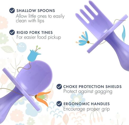 Nooli Baby Utensils Baby Feeding Baby Forks Baby Spoon Baby Feeding Supplies, BPA Phthalates-Free, Dishwasher and Sterilizer Safe, Gray in Saudi Arabia