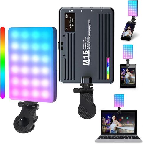 RGB Video Camera Lights,Cold Shoe Light for Pictures, Portable Light,Full Color 2700-6500K, 92 LED Beads and 42 RGB Beads, with 2 1/4 Standard Screws with 2 Cold Shoe Slot,2000mAh Rechargeable CRI 85+ in Saudi Arabia