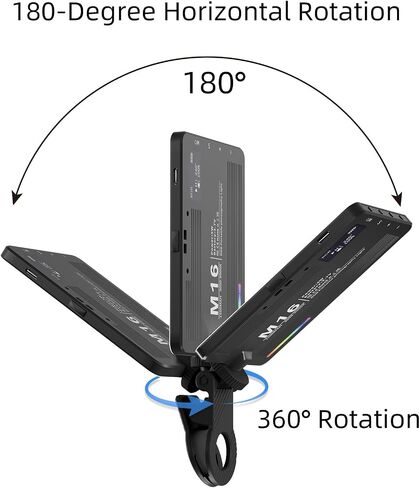 RGB Video Camera Lights,Cold Shoe Light for Pictures, Portable Light,Full Color 2700-6500K, 92 LED Beads and 42 RGB Beads, with 2 1/4 Standard Screws with 2 Cold Shoe Slot,2000mAh Rechargeable CRI 85+ in Saudi Arabia