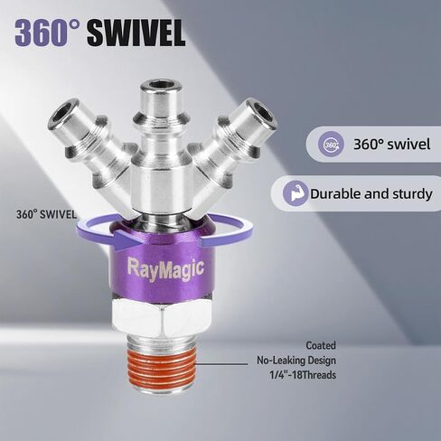 Industrial-Grade 1/4" Swivel Air Plug, 2-Pack 360° Swivel Steel Plug, 1/4-Inch NPT Female 18-Threads, Air Hose Fittings(Purple) in Saudi Arabia