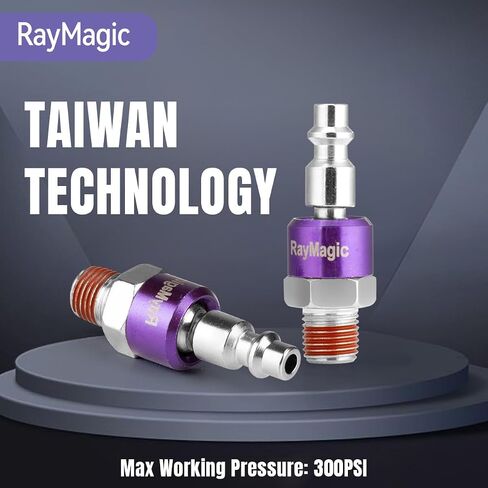 Industrial-Grade 1/4" Swivel Air Plug, 2-Pack 360° Swivel Steel Plug, 1/4-Inch NPT Female 18-Threads, Air Hose Fittings(Purple) in Saudi Arabia