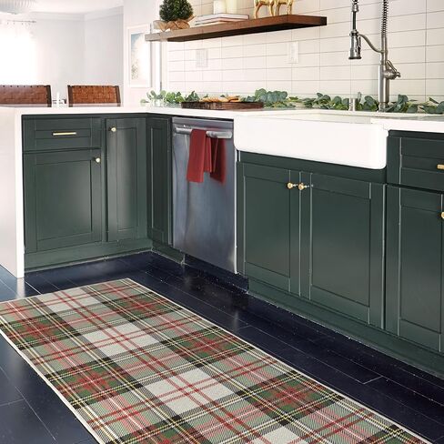 RUGGABLE Washable 2x7 Runner Rug, Neutral, Premium Rugs for Hallway, Kitchen, Entryway, Living Room, Bedroom, Office with Gripper Non Slip Pad, Christmas in Kuwait