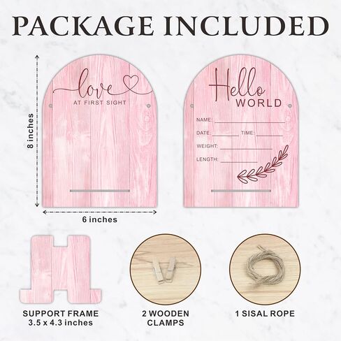 Hello World Baby Newborn Wooden Sign - Ultrasound Picture Frame With Stand - Double Sided Print Unfinished Baby Announcement Plaque - Hospital Nursery Baby Milestone Board & Pregnancy Gift(White)- A05 in Saudi Arabia