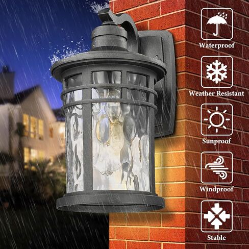 Darkaway Large Outdoor Porch Lights Wall Mount, 15inch Outdoor Wall Sconces with Seeded Glass Waterproof Exterior Lights for Patio Yard House Hallway Doorway Garage(Large, White) in Kuwait