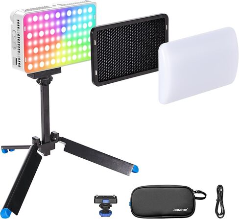 Amaran Ace 25x Kit ، ضوء LED ثنائي اللون: وضع التعزيز حتى 32W ، ضوء فيديو صغير ثنائي اللون (2700-6500 كيلو) ، 1600 لوكس@1M ، بطارية 4500 مللي أمبير مع شحن PD سريع للمبدعين المحمول (الفضة) in Kuwait